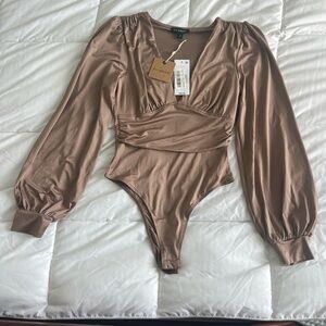 Blu Pepper Tan V-Neck Bodysuit brand new with tags.